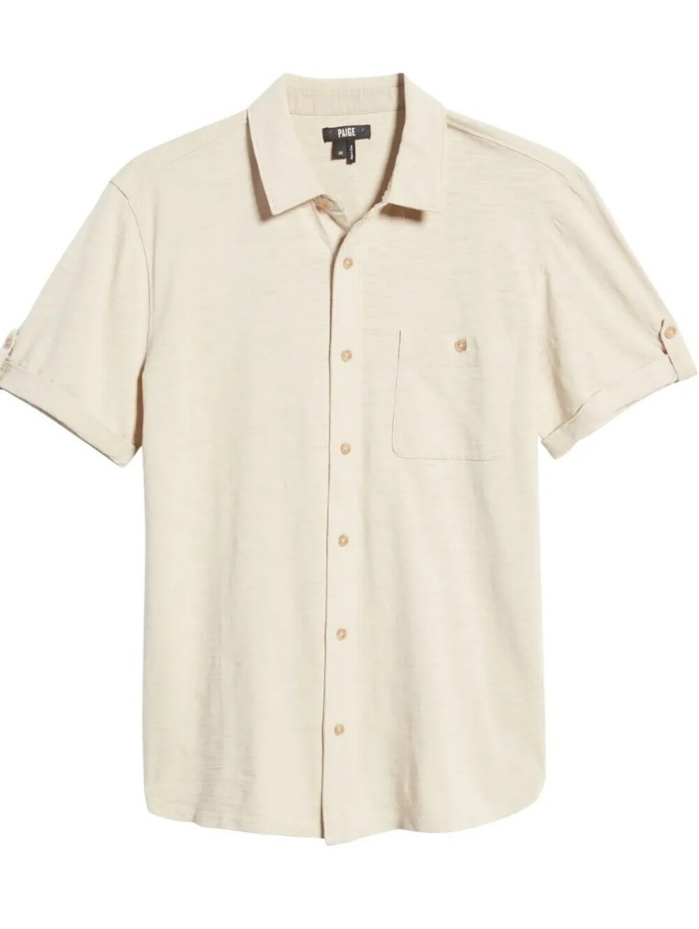 PAIGE 100% Cotton Brayden Short Sleeve Button-Down Shirt Cream